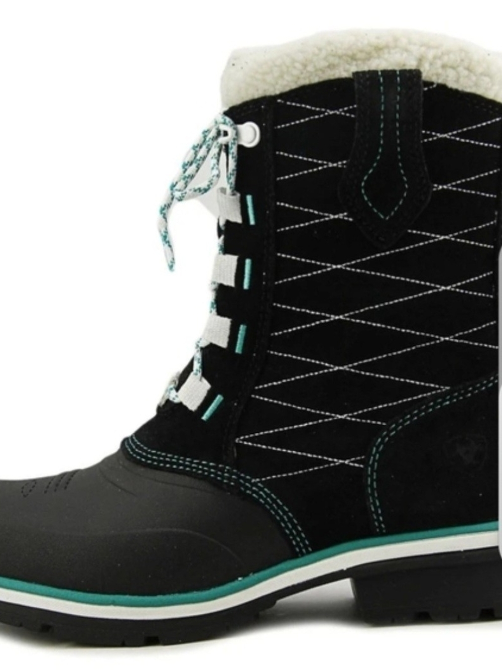 Ariat Black Winter Lace-Up Boot with Teal Accents